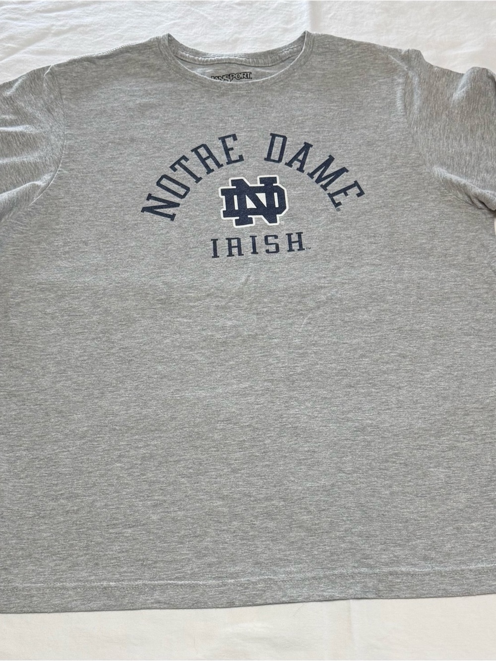 Jansport Gray Notre Dame Irish Long Sleeve Tee with Navy Logo